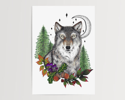 Grey Wolf Print