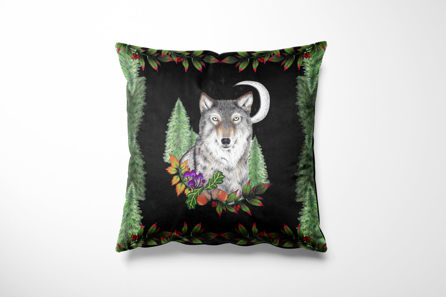 Grey Wolf Midnight Cushion Cover